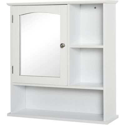Armario de Baño con Espejo Montado en la Pared de kleankin con Estante Ajustable - Blanco - Muebles de Baño Armario de Baño con Espejo Montado en la Pared de kleankin con Estante Ajustable - Blanco - Muebles de Baño