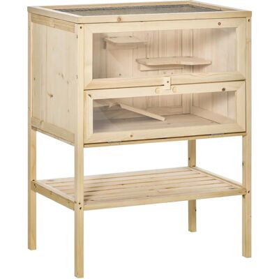 Cage à Hamster en Bois PawHut avec 5 Plateformes - Cage - Publicité Cage à Hamster en Bois PawHut avec 5 Plateformes - Cage - Publicité