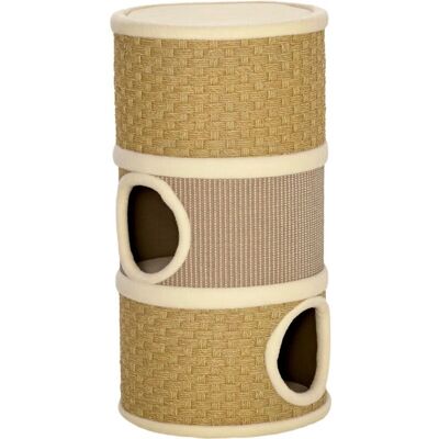 PawHut Baril de Rascado pour Chats avec 3 Niveaux - Abri & Grattoir - Publicité PawHut Baril de Rascado pour Chats avec 3 Niveaux - Abri & Grattoir - Publicité