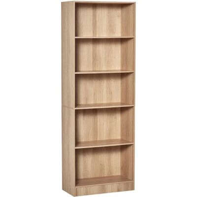 Estantería Homcom de Madera Natural con 5 Estantes - Unidad de Almacenamiento Estantería Homcom de Madera Natural con 5 Estantes - Unidad de Almacenamiento