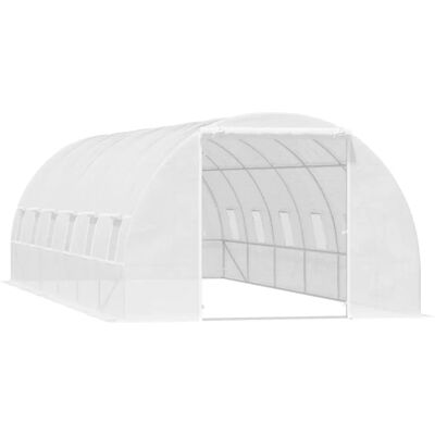 Invernadero de Jardín Outsunny 8x3x2 m Acero y PE Blanco Invernadero de Jardín Outsunny 8x3x2 m Acero y PE Blanco