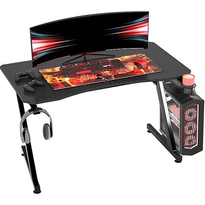 Mesa Gaming Homcom - Efecto fibra de carbono, Ergonómica, con portavasos y gancho Mesa Gaming Homcom - Efecto fibra de carbono, Ergonómica, con portavasos y gancho
