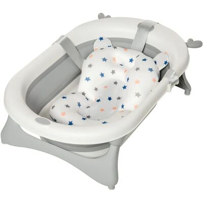 Bañera Plegable HomCom para 0-3 años con Cojín Termosensible - gris Bañera Plegable HomCom para 0-3 años con Cojín Termosensible - gris