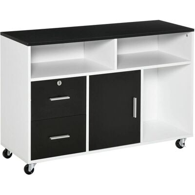 Homcom Armario de Oficina - Negro y Blanco, Multiusos, Con Cerradura, Con Ruedas Homcom Armario de Oficina - Negro y Blanco, Multiusos, Con Cerradura, Con Ruedas