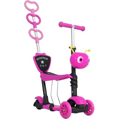 Homcom Trottinette 3 en 1 pour enfants rose avec siège réglable - Publicité Homcom Trottinette 3 en 1 pour enfants rose avec siège réglable - Publicité