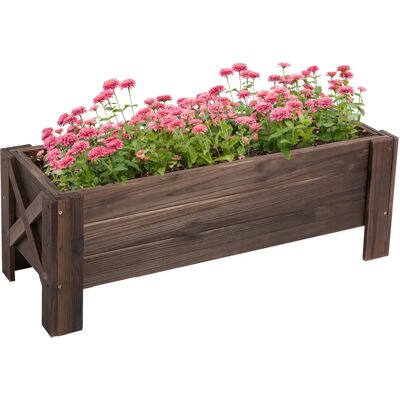 Cama de Jardín Outsunny - 100x36.5x36 cm Macetero Elevado de Madera Cama de Jardín Outsunny - 100x36.5x36 cm Macetero Elevado de Madera