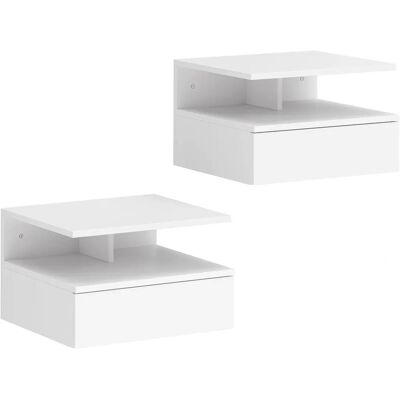 Conjunto de 2 mesas de cabeceira suspensas Homcom - Branco Moderno Conjunto de 2 mesas de cabeceira suspensas Homcom - Branco Moderno