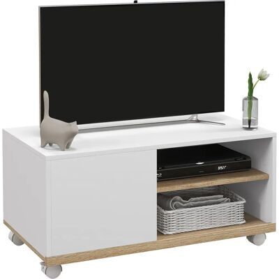 Mueble de TV HOMCOM - Soporta TV de 42 pulgadas, 4 ruedas, Estantes ajustables Mueble de TV HOMCOM - Soporta TV de 42 pulgadas, 4 ruedas, Estantes ajustables