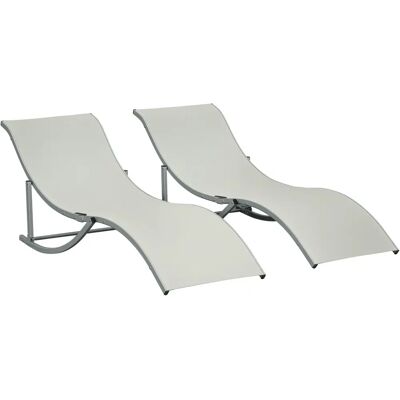 Outsunny 2 Sillas de Playa Plegables en Forma de S - Jardín Terraza Piscina Outsunny 2 Sillas de Playa Plegables en Forma de S - Jardín Terraza Piscina