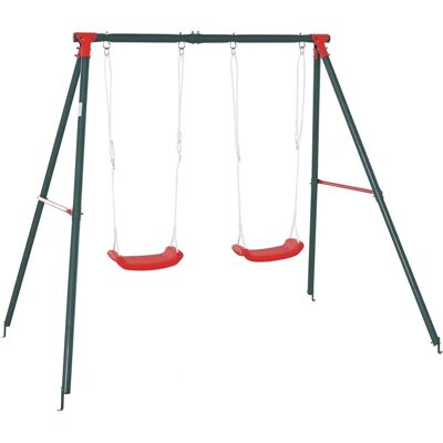 Columpio Doble Infantil Outsunny - Metal, Ajustable, para Niños 3+ Columpio Doble Infantil Outsunny - Metal, Ajustable, para Niños 3+