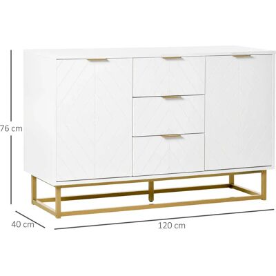 Aparador Homcom - Blanco y Dorado - Estantes Ajustables - 120x40x76 cm Aparador Homcom - Blanco y Dorado - Estantes Ajustables - 120x40x76 cm