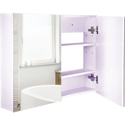 Armario de baño Homcom con espejo - Moderno MDF blanco 80x15x60cm Armario de baño Homcom con espejo - Moderno MDF blanco 80x15x60cm