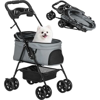 PawHut Cochecito para Mascotas - Carrito Plegable para Perros Pequeños con Seguridad PawHut Cochecito para Mascotas - Carrito Plegable para Perros Pequeños con Seguridad