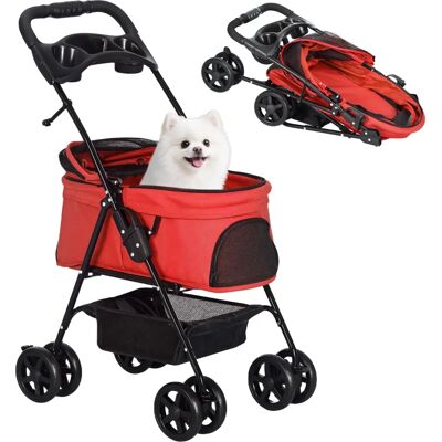 Pawhut Cochecito para Mascotas - Carrito Plegable para Perros y Gatos Pequeños con Correas de Seguridad Pawhut Cochecito para Mascotas - Carrito Plegable para Perros y Gatos Pequeños con Correas de Seguridad