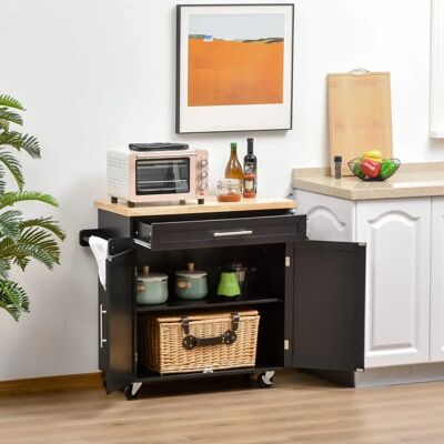 Carrito de Cocina Homcom - Negro, Estantes Ajustables, Ruedas Carrito de Cocina Homcom - Negro, Estantes Ajustables, Ruedas