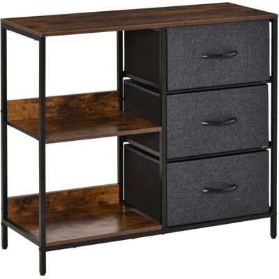 Homcom Cómoda Industrial de Madera Marrón Rústico y Gris Oscuro con 3 Cajones - Chester Drawers Homcom Cómoda Industrial de Madera Marrón Rústico y Gris Oscuro con 3 Cajones - Chester Drawers