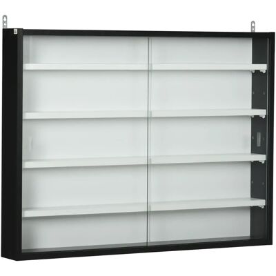 Vitrina de Pared Homcom - Estantes Ajustables, Puertas de Vidrio - 80x9,5x60 cm Vitrina de Pared Homcom - Estantes Ajustables, Puertas de Vidrio - 80x9,5x60 cm