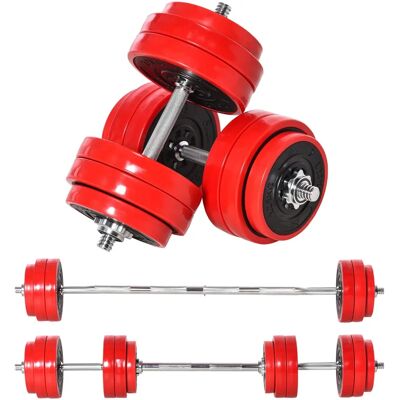 HOMCOM Juego de Mancuernas Ajustables - 30kg, 2 en 1, Gimnasio en Casa HOMCOM Juego de Mancuernas Ajustables - 30kg, 2 en 1, Gimnasio en Casa