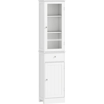Armario Alto de Baño Kleankin con 2 Puertas y 5 Estantes - Almacenaje Moderno Armario Alto de Baño Kleankin con 2 Puertas y 5 Estantes - Almacenaje Moderno