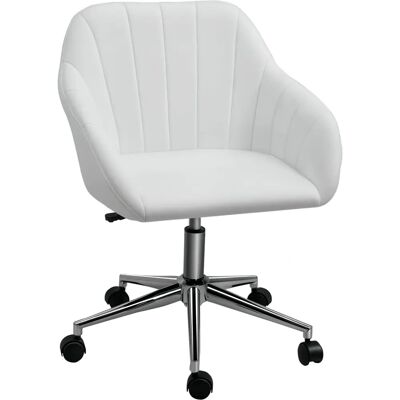 Silla de Oficina Ergonómica Blanca Vinsetto - Altura Ajustable, Giro 360° - Muebles de Oficina Silla de Oficina Ergonómica Blanca Vinsetto - Altura Ajustable, Giro 360° - Muebles de Oficina