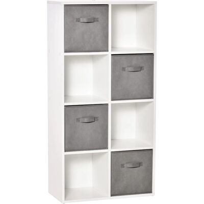 Estantería Modular Blanca Homcom con 4 Cajones de Tela Estantería Modular Blanca Homcom con 4 Cajones de Tela