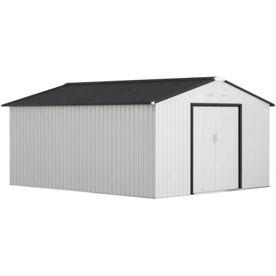 Shed de Jardim Outsunny Branco 12,4m² 340x386x200cm - Shed de jardim Shed de Jardim Outsunny Branco 12,4m² 340x386x200cm - Shed de jardim