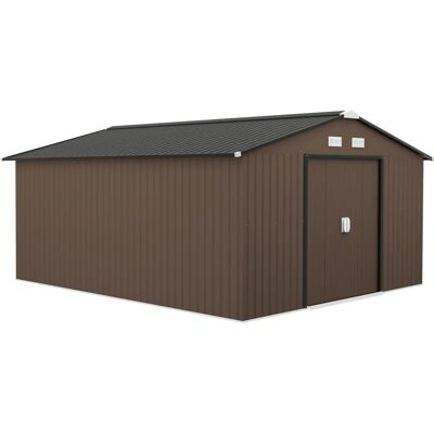 Galpão de Jardim Outsunny 12,4m² 340x386x200cm Marrom - Armazenamento Externo Galpão de Jardim Outsunny 12,4m² 340x386x200cm Marrom - Armazenamento Externo
