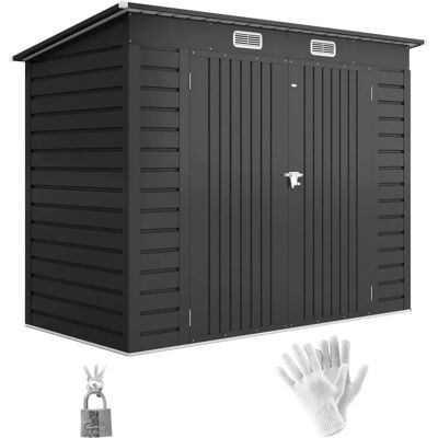 Galpão de jardim Outsunny 2,7m² 249x121x183cm Garagem de aço com portas duplas Galpão de jardim Outsunny 2,7m² 249x121x183cm Garagem de aço com portas duplas