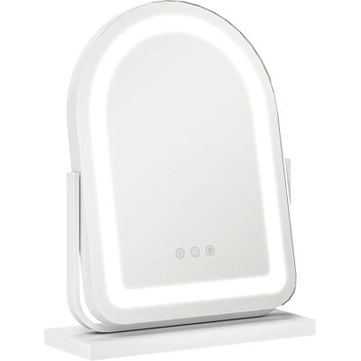 Espejo de Maquillaje LED Blanco HOMCOM con 3 Modos y Rotación 360° Espejo de Maquillaje LED Blanco HOMCOM con 3 Modos y Rotación 360°