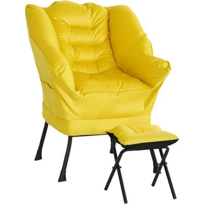 Sillón HOMCOM con Otomana - Relajación Amarillo Sillón HOMCOM con Otomana - Relajación Amarillo