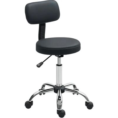 Taburete giratorio con ruedas y respaldo Homcom - Altura ajustable 78-93cm - Negro Taburete giratorio con ruedas y respaldo Homcom - Altura ajustable 78-93cm - Negro