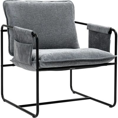 Homcom Sillón Gris - Estilo Moderno con Bolsillos para Revistas Homcom Sillón Gris - Estilo Moderno con Bolsillos para Revistas