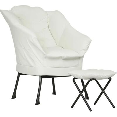 Homcom Sillón con Otomana - Relajación para Leer - Crema - Sala de Estar Homcom Sillón con Otomana - Relajación para Leer - Crema - Sala de Estar