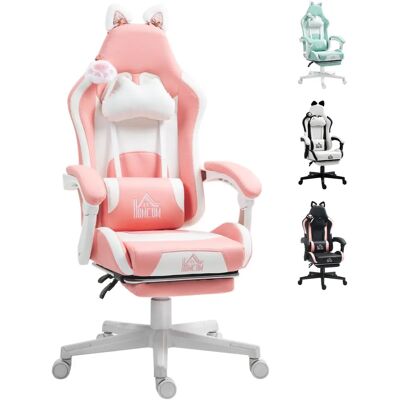 Silla de Juego Rosa Homcom con Orejas de Gato - Silla Gaming Silla de Juego Rosa Homcom con Orejas de Gato - Silla Gaming