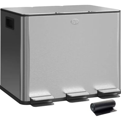 HOMCOM - Tres Compartimentos - 3x10L - Pedales Suaves - Papelera HOMCOM - Tres Compartimentos - 3x10L - Pedales Suaves - Papelera