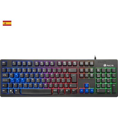 Clavier Gaming NGS GKX-300 - Noir, Rétroéclairé, USB - Publicité Clavier Gaming NGS GKX-300 - Noir, Rétroéclairé, USB - Publicité