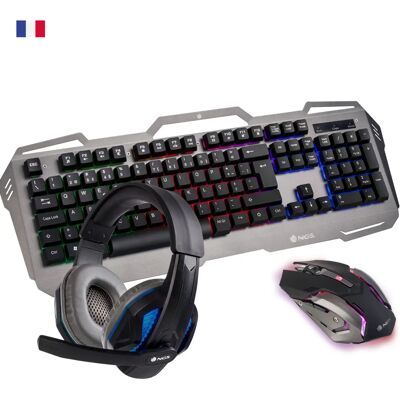 Pack Gaming NGS GBX-1500 Gris Français Clavier et Souris Pack Gaming NGS GBX-1500 Gris Français Clavier et Souris