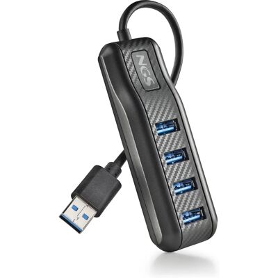 NGS PORT 3.0 USB 3.2 Gen 1 - 4 Portas - Preto - Hub USB NGS PORT 3.0 USB 3.2 Gen 1 - 4 Portas - Preto - Hub USB