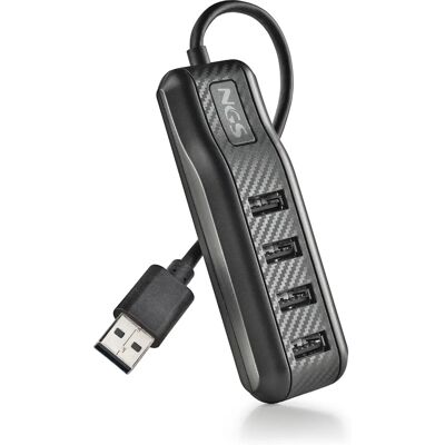 Hub USB NGS PORT 2.0 - 4 Portas, Preto - Divisor de dados Hub USB NGS PORT 2.0 - 4 Portas, Preto - Divisor de dados