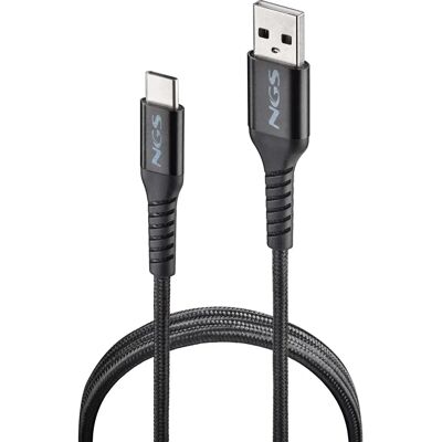 Cable USB NGS KNOT-AC - Trenzado de nylon, 1m, Negro - Cable USB Cable USB NGS KNOT-AC - Trenzado de nylon, 1m, Negro - Cable USB