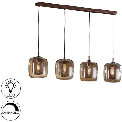 Lámpara colgante de cristal de 4 luces Fox - Luz de colgar Lámpara colgante de cristal de 4 luces Fox - Luz de colgar