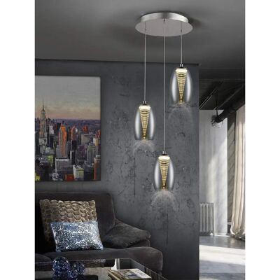 Schuller Nebula - Chrome Pendant Light with 3 LED Crystals Schuller Nebula - Chrome Pendant Light with 3 LED Crystals