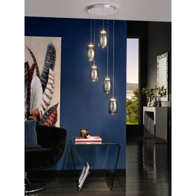 Schuller Nebula - Lámpara colgante LED, Cromo - 5 luces, Ajustable altura Schuller Nebula - Lámpara colgante LED, Cromo - 5 luces, Ajustable altura