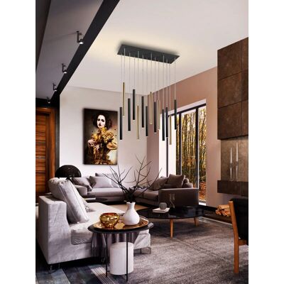 Schuller Varas - Lámpara colgante regulable en intensidad - Blanco, Oro, Negro - Lámpara suspendida Schuller Varas - Lámpara colgante regulable en intensidad - Blanco, Oro, Negro - Lámpara suspendida