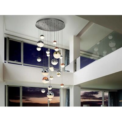 Schuller Lighting Esfera Regulable LED Lámpara Colgante - Cobre Cromado - 27 Luces Schuller Lighting Esfera Regulable LED Lámpara Colgante - Cobre Cromado - 27 Luces