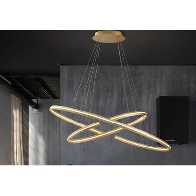 Schuller Lighting Elipse - Lámpara colgante LED regulable, Oro cepillado Schuller Lighting Elipse - Lámpara colgante LED regulable, Oro cepillado