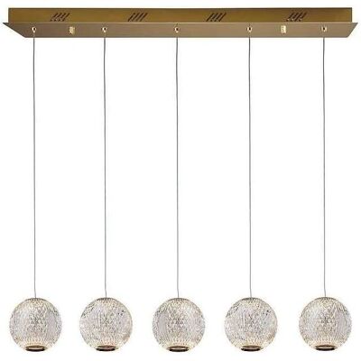 Schuller Austral Modern Bar 5 Light LED Pendant - Crystal Globes Schuller Austral Modern Bar 5 Light LED Pendant - Crystal Globes