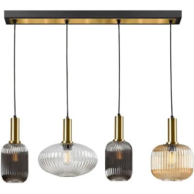 Schuller Norma 4 Light Bar Pendant Ceiling Light - Black, Brass, Crystal Shades Schuller Norma 4 Light Bar Pendant Ceiling Light - Black, Brass, Crystal Shades