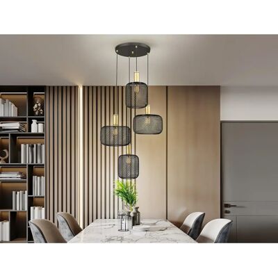 Schuller Osiris 4-Light Matte Black Gold Ceiling Pendant Schuller Osiris 4-Light Matte Black Gold Ceiling Pendant