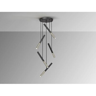Schuller Edna 5L Lámpara colgante negro-oro - Luz suspendida Schuller Edna 5L Lámpara colgante negro-oro - Luz suspendida
